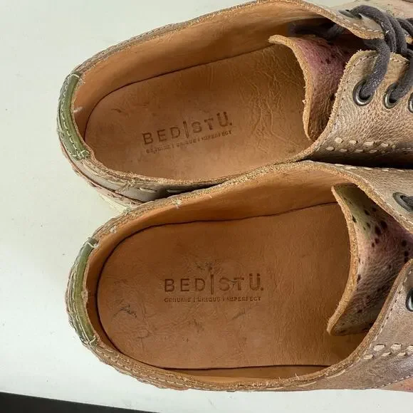 BedStu Oxford Men's 10 Brown Leather Wingtip Lace Up Distressed Dress Shoes